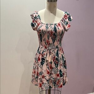 Band of Gypsies Pink and Green Floral Mini Dress